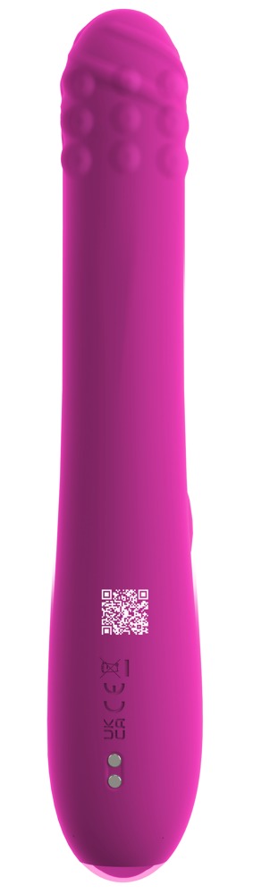 Rückansicht des pinken Sweet Smile Rabbit Vibrators mit seidiger Silikonoberfläche