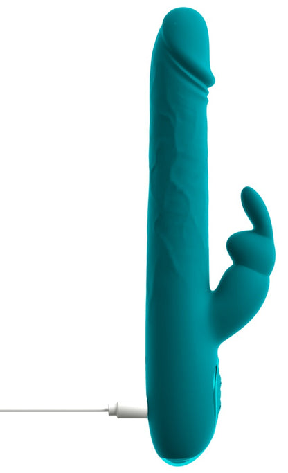 Seitenprofil des Sweet Smile Rabbit Vibrators mit langem Schaft und Klitoris-Bunny