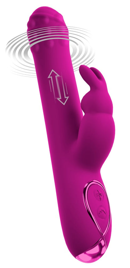 Sweet Smile Rabbit Vibrator mit Darstellung der dynamischen Stoß- und Rotationsfunktion