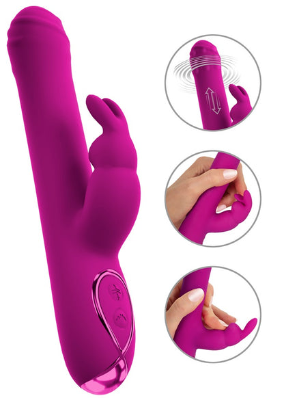 Sweet Smile Rabbit Vibrator in Pink mit Stoßfunktion, Rotation und vibrierendem Bunny-Ausleger