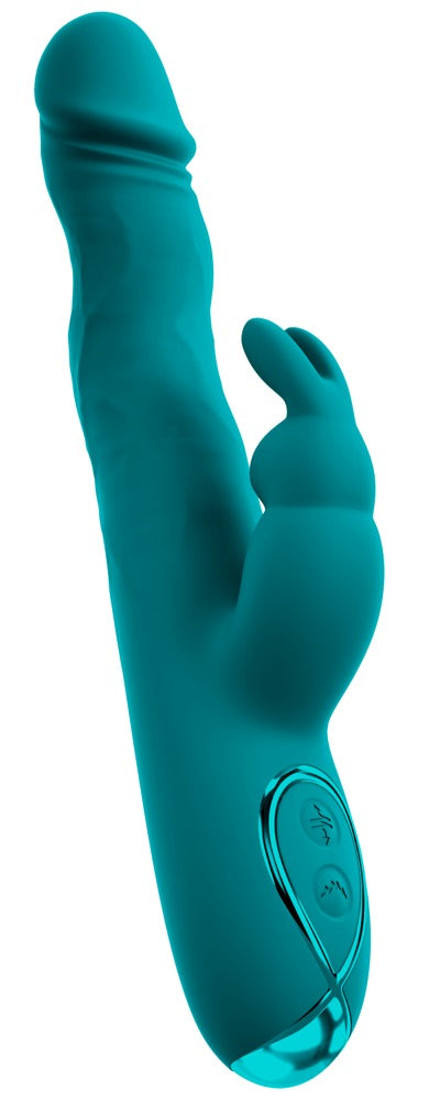 Sweet Smile Rabbit Vibrator in schräger Ansicht mit strukturierter Oberfläche und Klitoris-Bunny