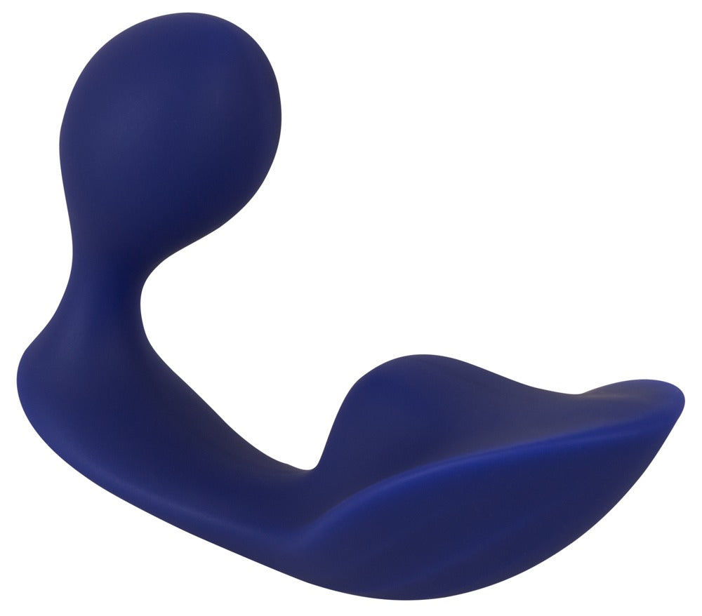 Sweet Smile RC Anal Panty Vibe in Dunkelblau – schräge Produktansicht mit zwei unterschiedlich geformten Stimulationsbereichen