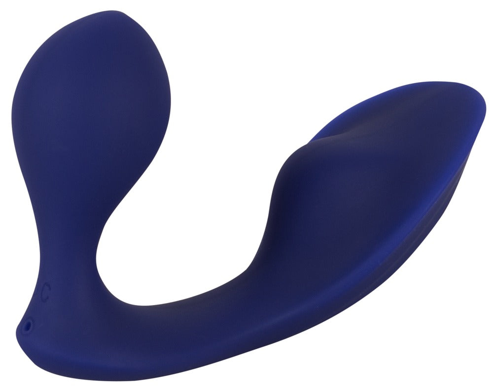 Sweet Smile RC Anal Panty Vibe in Dunkelblau – Seitenansicht mit abgerundetem Analstimulator und geschwungenem Klitorisstimulator