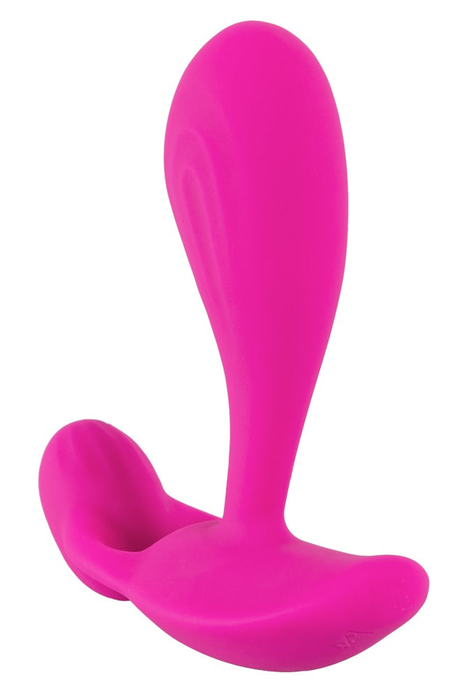 Sweet Smile RC C & G-Spot in Pink – Frontansicht mit länglichem G-Punkt-Arm und seitlich gebogenem Außenstimulator