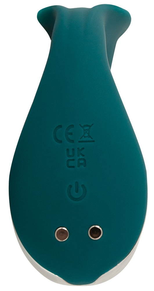 Sweet Smile RC Hands-Free Vibe in Petrol – Rückansicht mit integrierten Bedienelementen und Ladepunkten