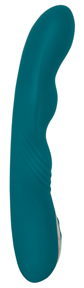 Sweet Smile Rotating G-Spot in Petrol – Seitenansicht mit ergonomisch gebogenem Schaft und abgerundetem Stimulationskopf