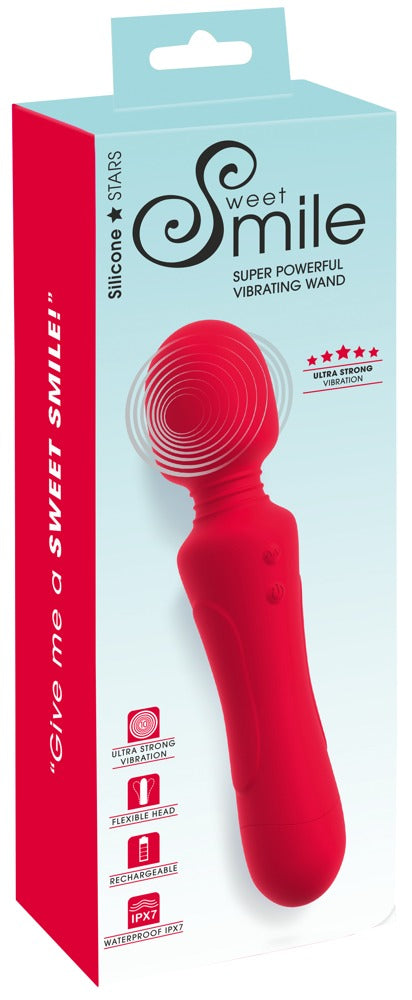 Vorderseite der Verpackung des Sweet Smile Super Powerful Vibrating Wand in Rot
