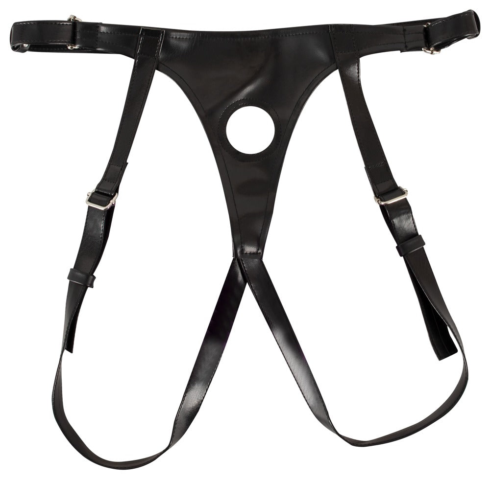 Sweet Smile Super Soft Double Strap-On-Set – Frontansicht des schwarzen verstellbaren Harness