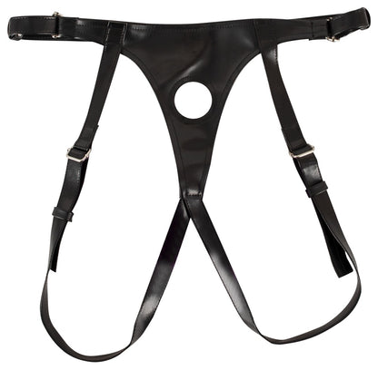 Sweet Smile Super Soft Double Strap-On-Set – Frontansicht des schwarzen verstellbaren Harness