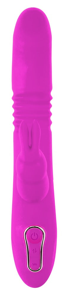 Sweet Smile Thrusting Pearl Rabbit in Pink – Frontansicht mit länglichem strukturiertem Schaft und abgerundeter Spitze