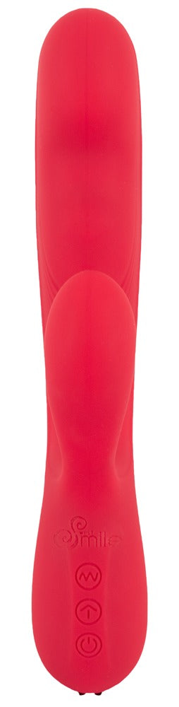 Sweet Smile Thumping Rabbit Vibrator in Rot – Frontansicht mit länglichem Schaft und abgerundetem Stimulationsbereich