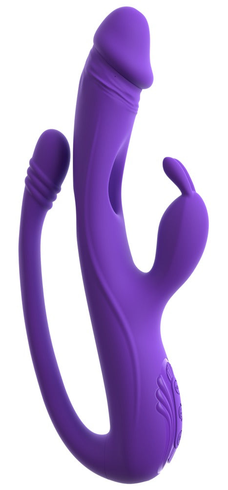 Sweet Smile Triple Action Rabbit in Lila – seitliche Produktansicht mit deutlich sichtbaren gebogenen Stimulationsarmen