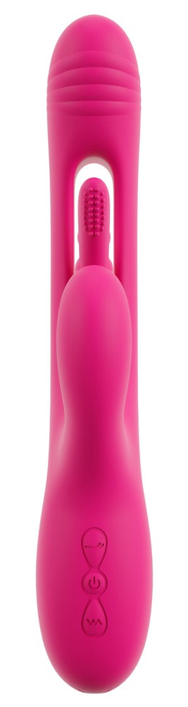 Sweet Smile Triple Vibe with Flicking Tongue in Pink – Unteransicht mit schlanker Form und integriertem Bedienelement
