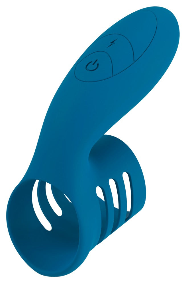 Sweet Smile Vibrating Cock Ring blau – Vorderansicht mit strukturiertem Design