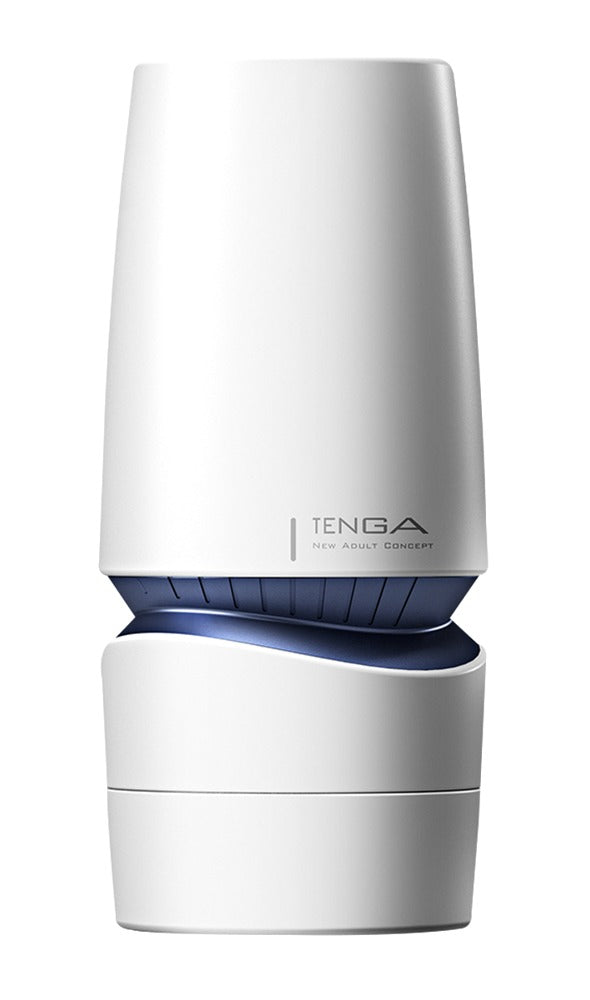 Seitliche Ansicht des Tenga Aero Cobalt Ring Masturbators mit klarer Formgebung