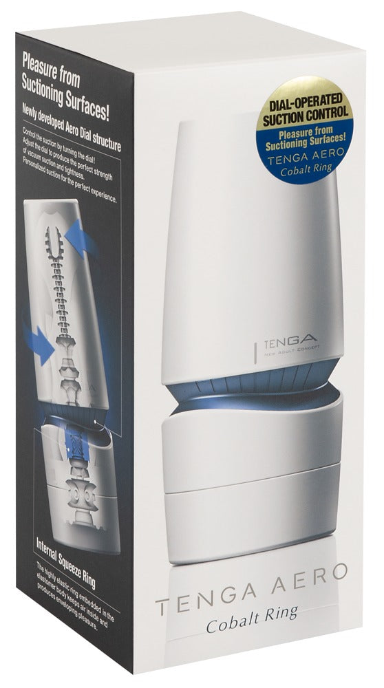 Originalverpackung des Tenga Aero Cobalt Ring in modernem Design