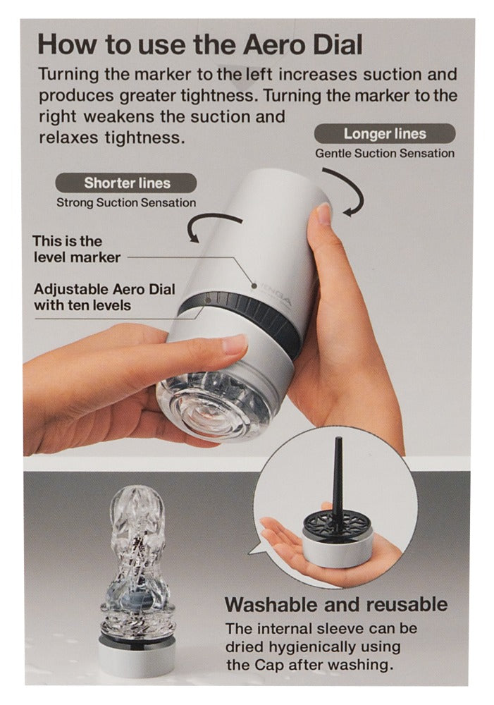 Funktionsdarstellung des Drehmechanismus zur Steuerung der Intensität beim Tenga Aero Silver Ring