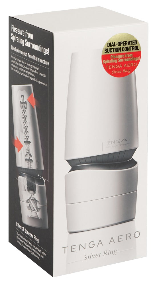 Originalverpackung des Tenga Aero Silver Ring in modernem, diskretem Design