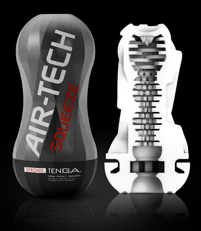 Tenga Air Tech Squeeze Strong Masturbator mit sichtbarer Innenstruktur und Aerostimulation für intensive Stimulation