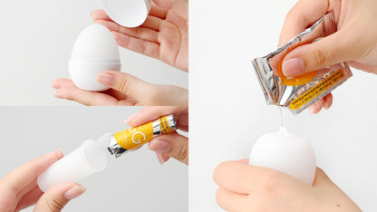 Tenga Egg Standard Set Handhabung und Vorbereitung mit Gleitgel