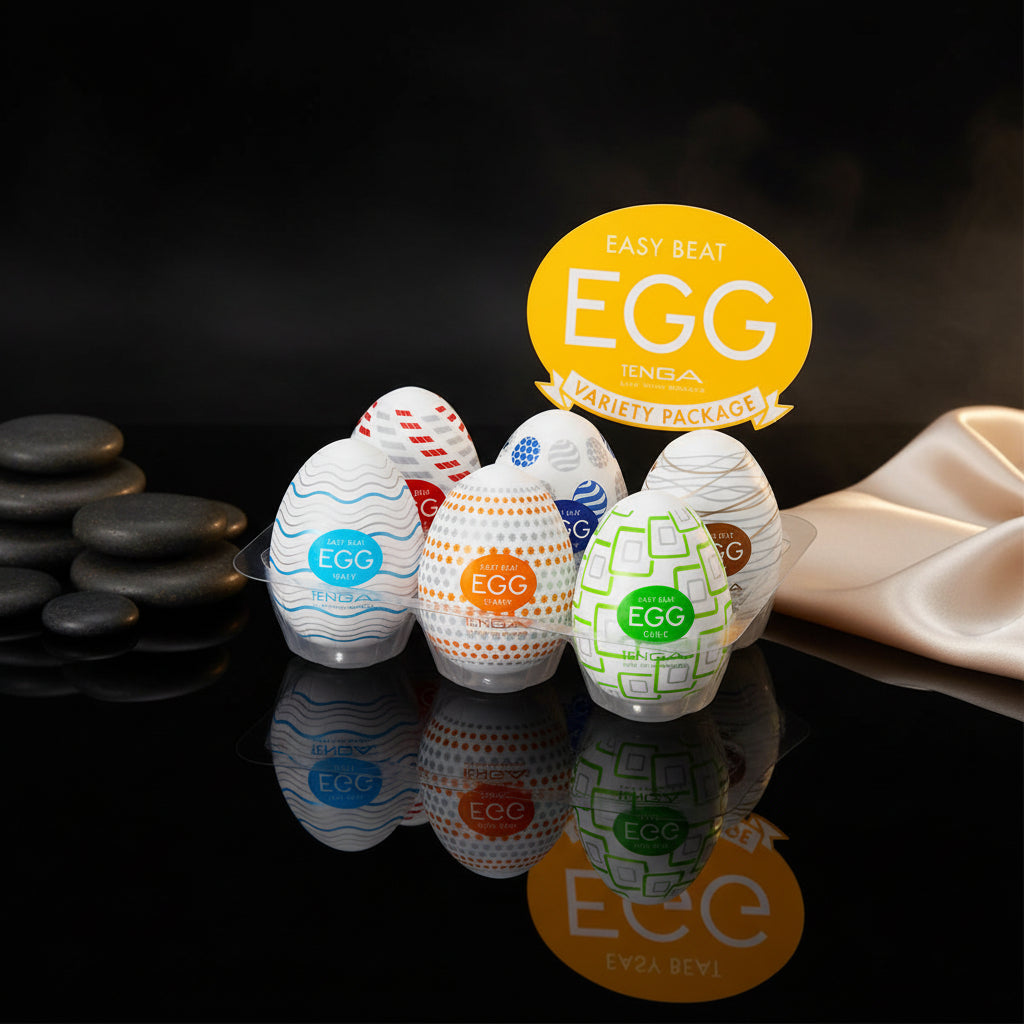 Tenga Egg Variety Standard 6er Set mit verschiedenen Masturbator-Ei-Sleeves.