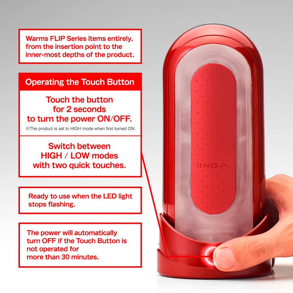 Tenga Flip 0 Red Warmer Verpackung und Lieferumfang mit Zubehör im Überblick