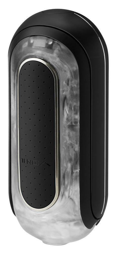 Tenga Flip Zero Electronic Vibration Masturbator Seitenansicht minimalistisches schwarzes Design
