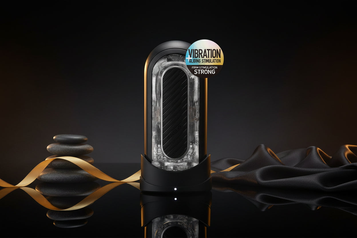 Tenga Flip Zero Electronic Vibrations Schwarz Frontansicht im geschlossenen Zustand