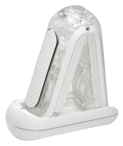 Tenga Flip Zero Electronic Vibrations Weiß aufgeklappt Seitenansicht