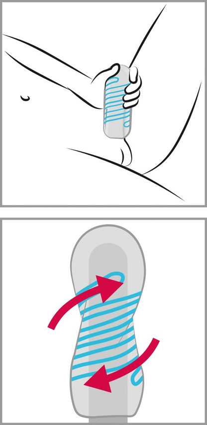 TENGA Spinner Tetra Masturbator mit grafischer Darstellung der Funktionsweise