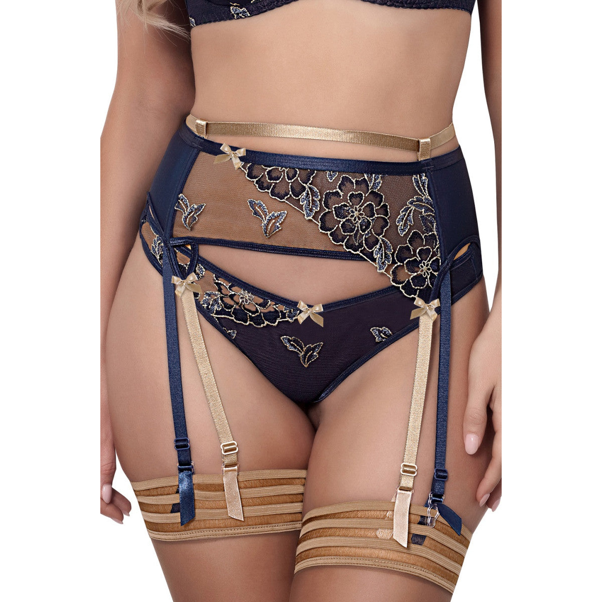 Axami V-9332 garter belt blue-beige - Produktansicht 3