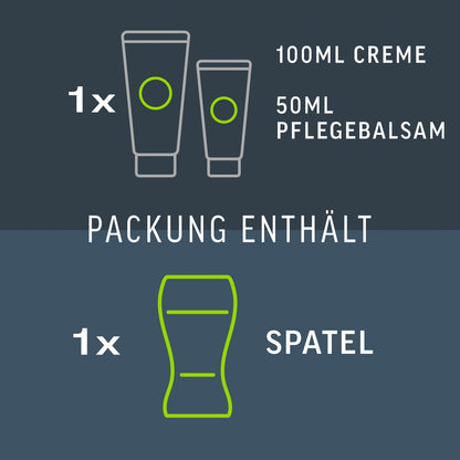Veet Men TOTAL PRO Set Inhalt Creme Balsam Spatel Übersicht
