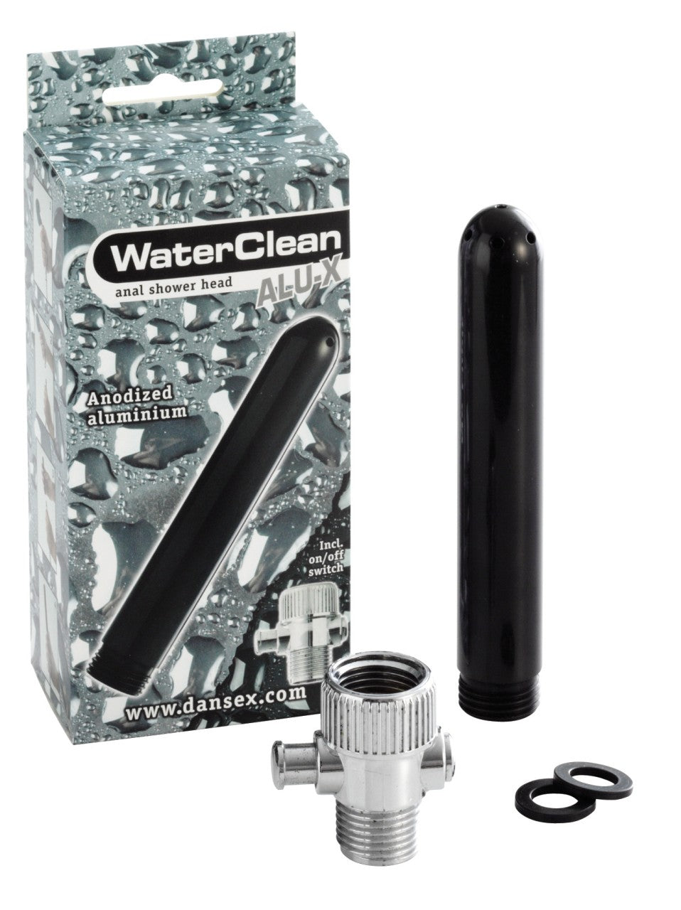 WaterClean Alu-X Analduschkopf für die persönliche Intimhygiene mit Anschluss und Dichtungsringen
