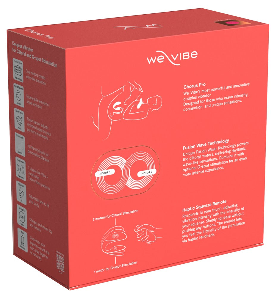 Rückseite der Produktverpackung des We-Vibe Chorus Pro Paarvibrators in Pink