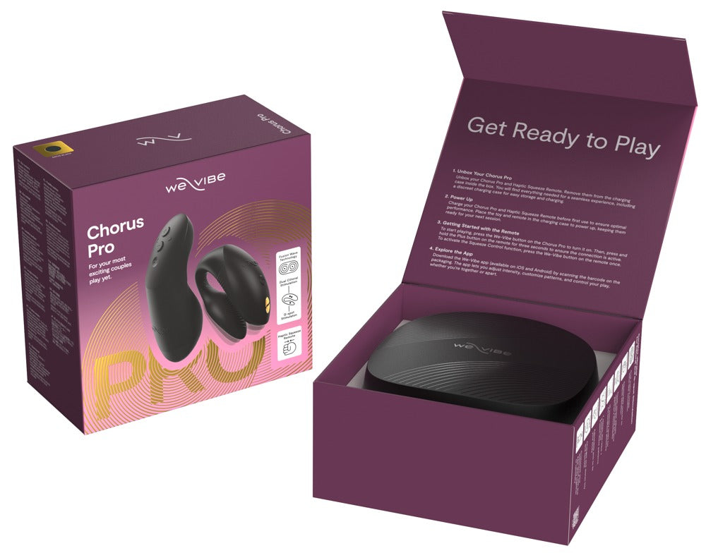 Geöffnete Produktverpackung des We-Vibe Chorus Pro Paarvibrators in Schwarz