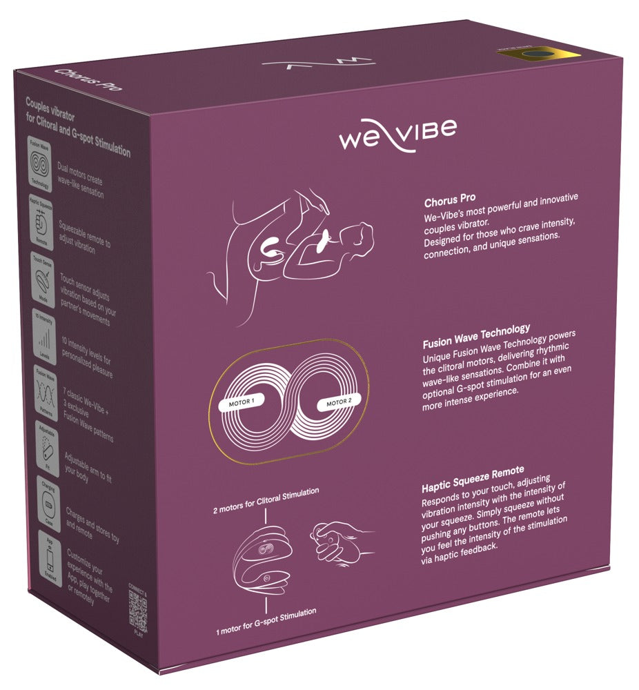 Rückseite der Produktverpackung des We-Vibe Chorus Pro Paarvibrators in Schwarz