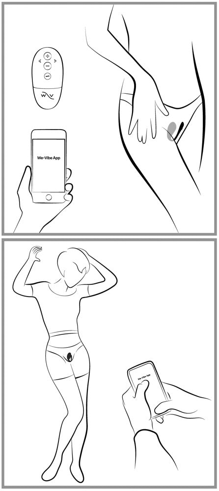Anwendungsgrafik zum We-Vibe Jive 2 Vibro-Ei mit Hinweisen zur Nutzung