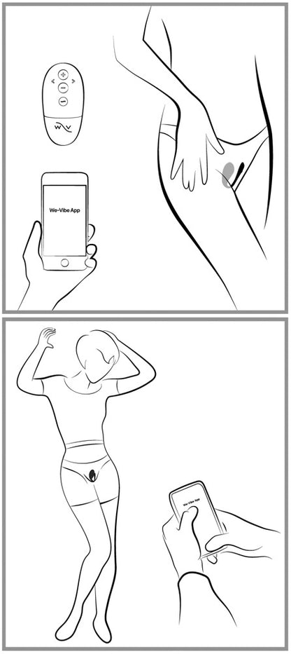 Anwendungsgrafik zum We-Vibe Jive 2 Vibro-Ei mit Hinweisen zur Nutzung