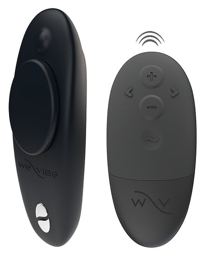 We-Vibe Moxie+ Panty-Vibrator in Schwarz mit schwarzer Fernbedienung in der Produktansicht