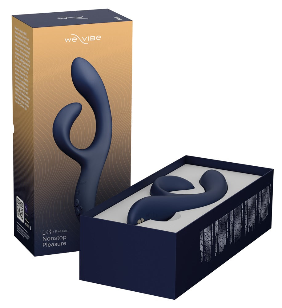 Geöffnete Verpackung des blauen We-Vibe Nova 2 mit Lieferumfang