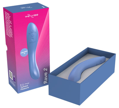 Geöffnete Produktverpackung des We-Vibe Rave 2 G-Punkt-Vibrators in Blau