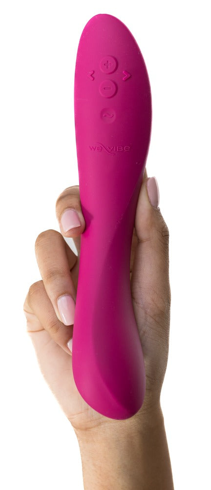 We-Vibe Rave 2 G-Punkt-Vibrator in Pink in einer Hand gehalten