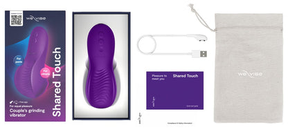 We-Vibe Shared Touch in Lila mit Smartphone-Ansichten zur App-Steuerung und individuellen Vibrationen