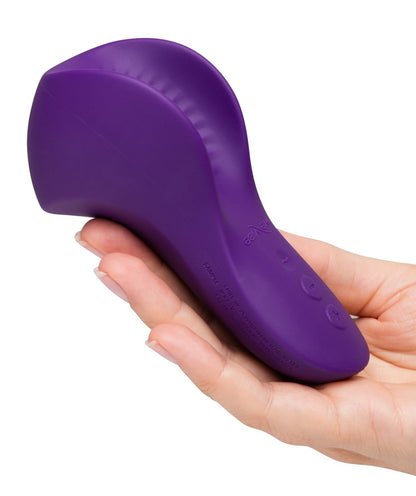 Lila We-Vibe Shared Touch in der Hand zur Darstellung von Größe, Form und Handhabung