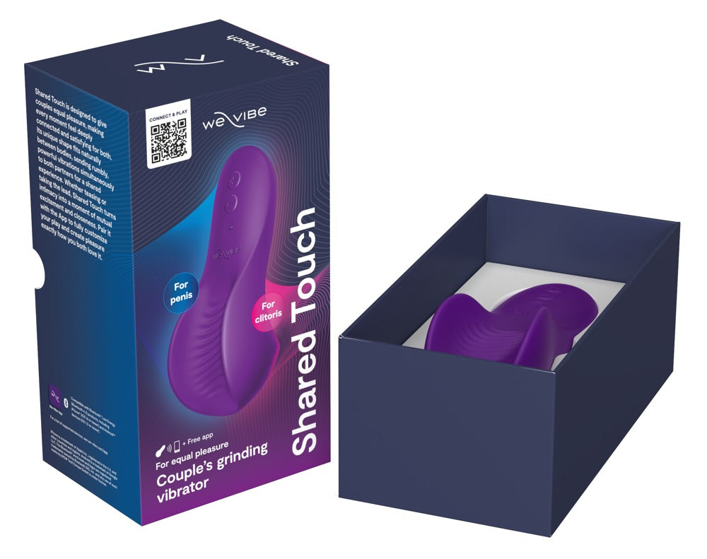 Geöffnete Verpackung des lila We-Vibe Shared Touch mit Toy und Verpackungseinsatz