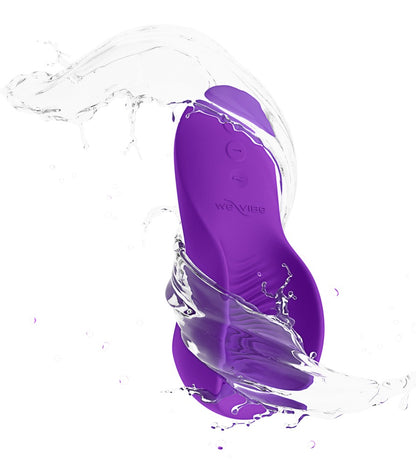 We-Vibe Shared Touch in Lila mit Wasserspritzern zur Darstellung der IPX7-Wasserdichtigkeit