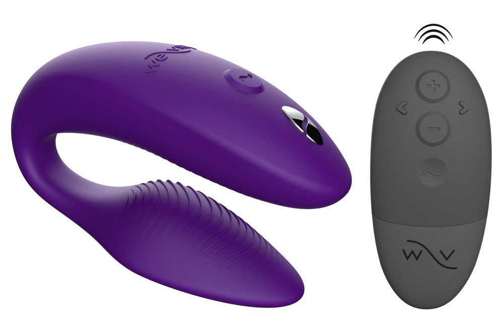 Lilafarbener We-Vibe Sync 2 mit Smartphone und Fernbedienung