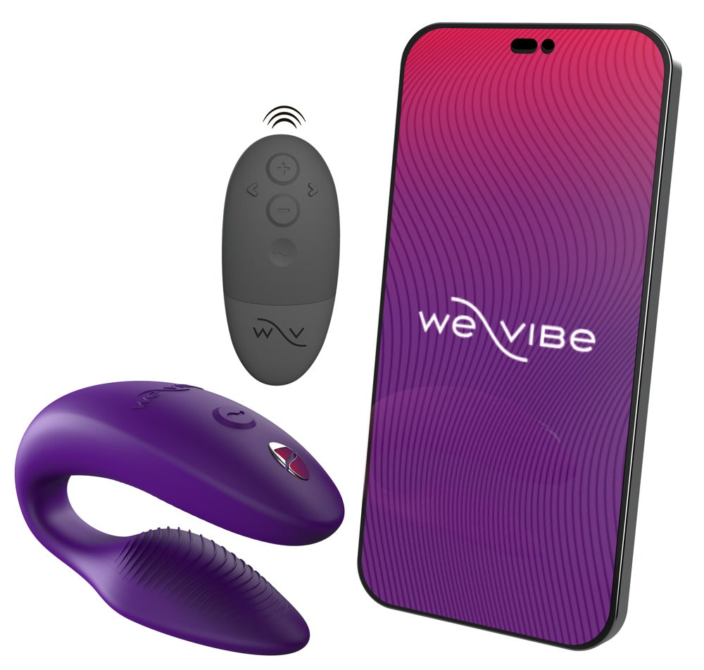 Lieferumfang des lilafarbenen We-Vibe Sync 2 mit Zubehör