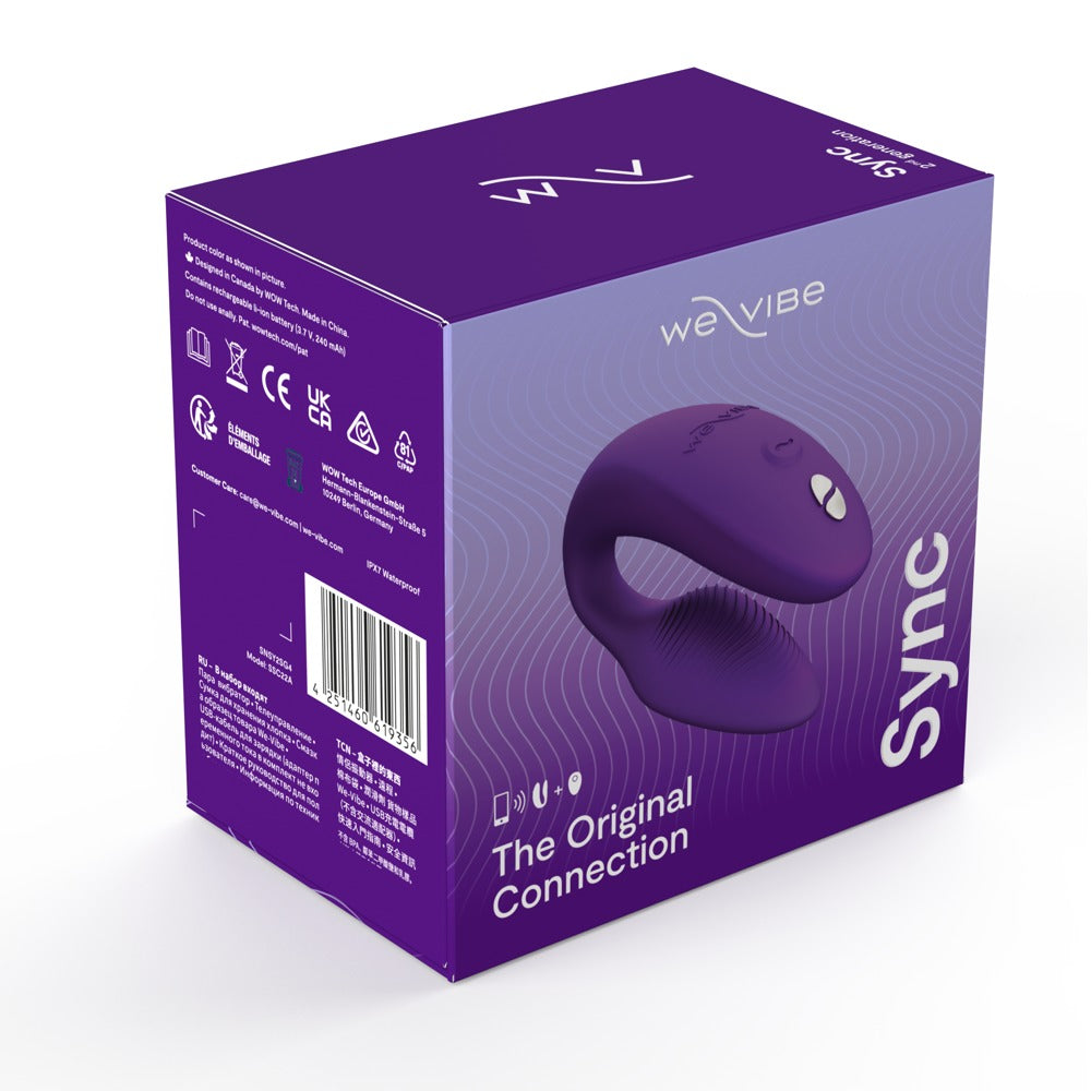 Produktverpackung des lilafarbenen We-Vibe Sync 2