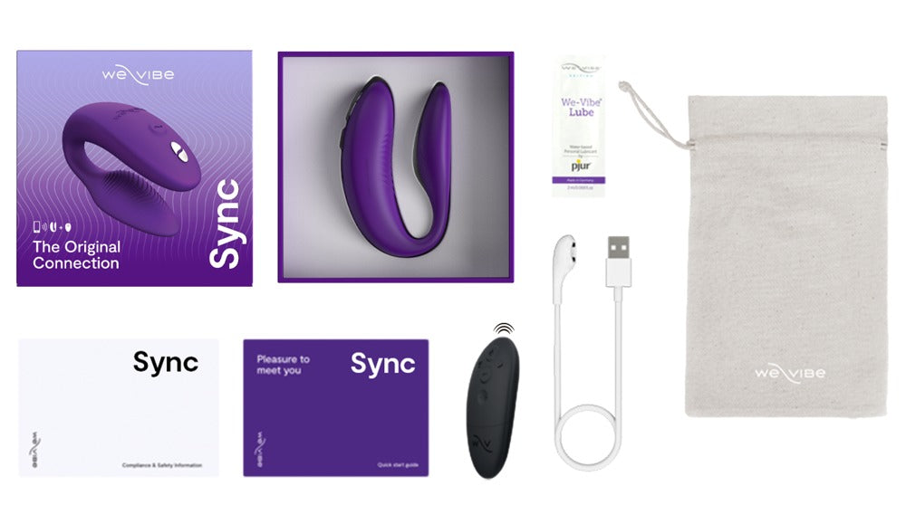 Produktverpackung des lilafarbenen We-Vibe Sync 2